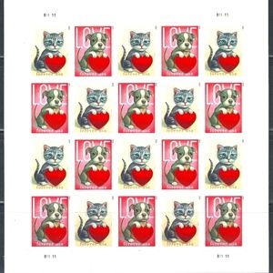 Mint US Love: Kitten & Puppy Pane of 20   Scott# 5745-5746 (MNH)
